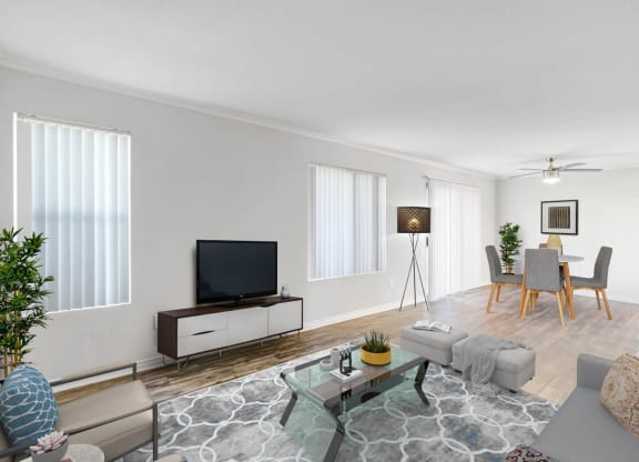 Living Room With TV at The Park Apartments, Rancho Cucamonga, CA 91730