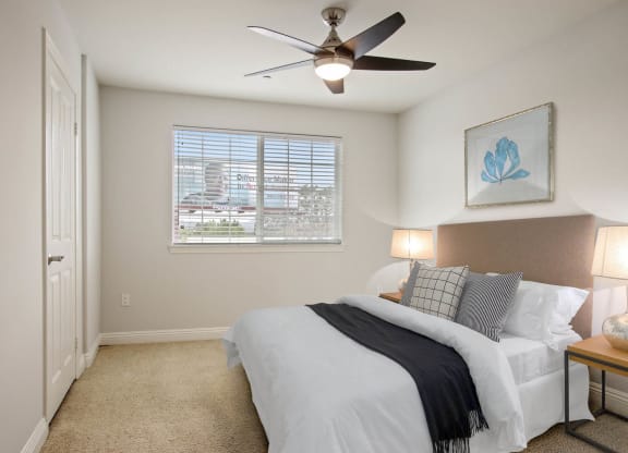 Bedroom With Ceiling Fan at Madison Toluca, North Hollywood, California