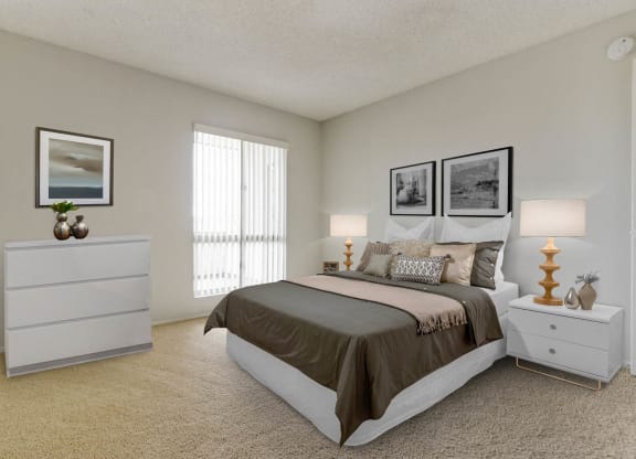 Bedroom decor at Meridian Apartments, Los Angeles, CA, 90066