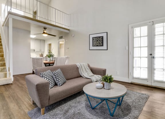 Living room decor at Meridian Apartments, Los Angeles, CA