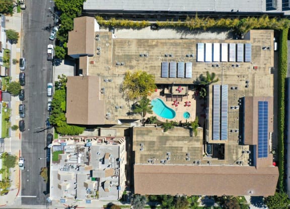 Aerial view of apartment at Meridian Apartments, Los Angeles, 90066