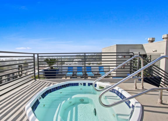 aerial pool view at Midvale Apartments, Los Angeles