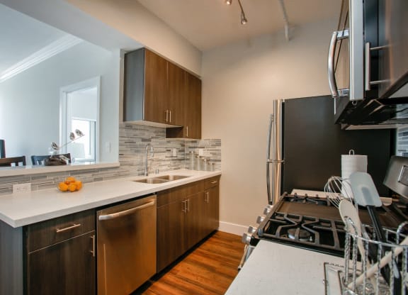 Kitchen area at Midvale Apartments, Los Angeles, CA