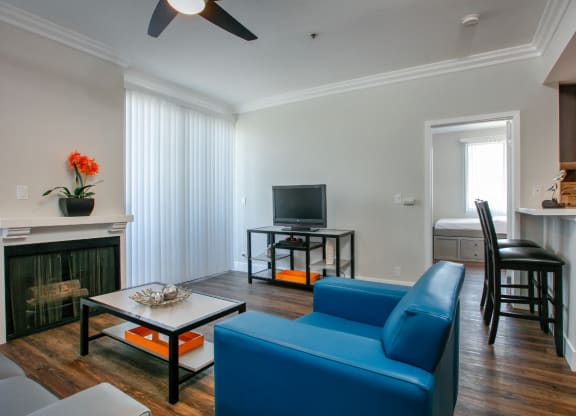 Living room at Midvale Apartments, Los Angeles, California