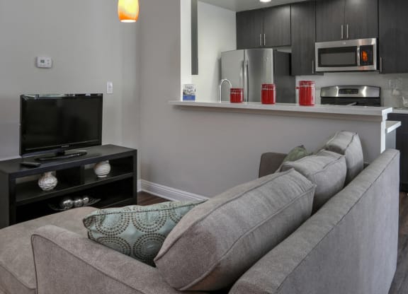 Living room decor at Midvale Apartments, Los Angeles, 90024