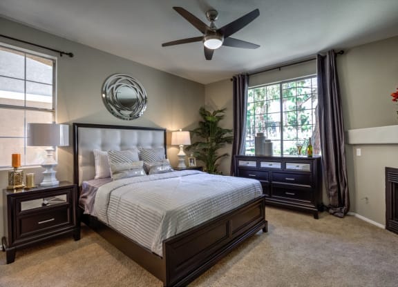 Bed in bedroomat Milan Apartment Townhomes, Las Vegas, Nevada