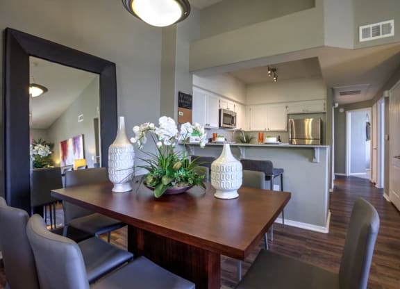 wooden table at Milan Apartment Townhomes, Nevada, 89183