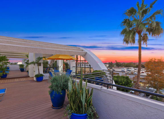 Sundeck view at Palm Royale Apartments, California