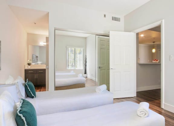 Bedroom With Bathroom at The Plaza Apartments, Los Angeles, CA, 90024