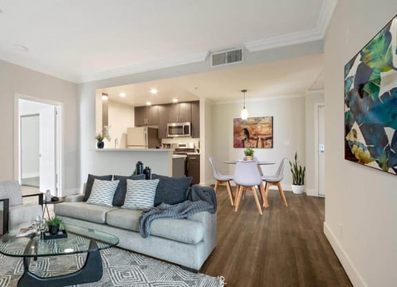 Living Room at The Plaza Apartments, Los Angeles, CA