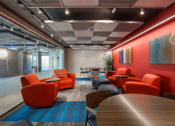 Lobby Lounge at The Plaza Apartments, Los Angeles, CA, 90024