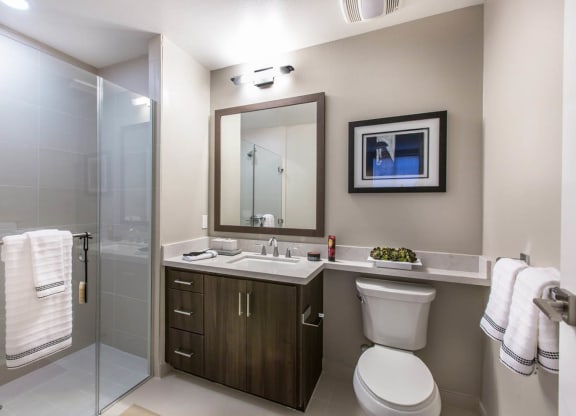 Renovated Bathroom at The Adler Apartments, Los Angeles, CA