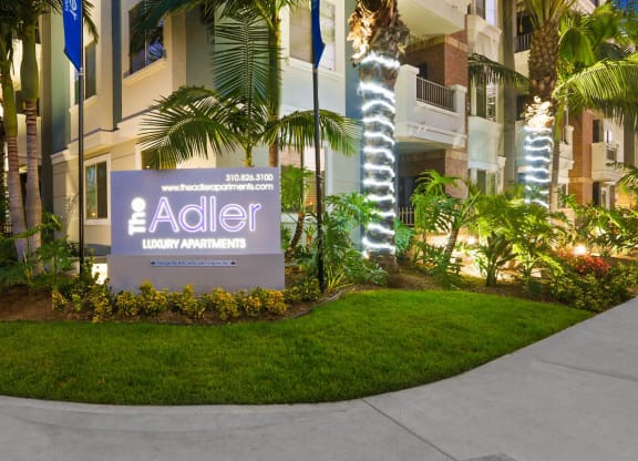 Exterior View In Night at The Adler Apartments, Los Angeles, CA, 90025
