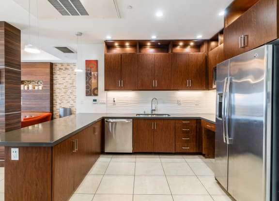 Refrigerator And Kitchen Appliances at The Adler Apartments, California, 90025