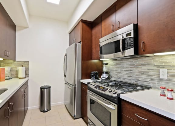 Fully Equipped Kitchen at The Adler Apartments, California