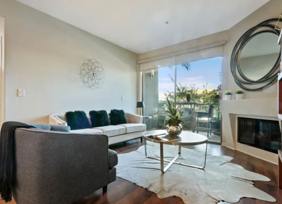 Spacious Living Room at The Adler Apartments, Los Angeles, California