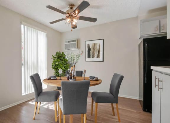 Dining room at Rose Apartments, California