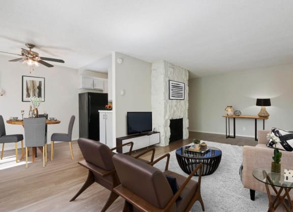 Living room area at Rose Apartments, Los Angeles, CA