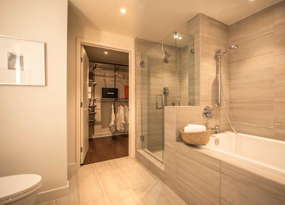 Master bathroom and Closet at Wilshire Margot, Los Angeles, CA 90024 