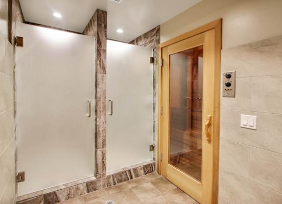 Sauna with two shower room, recessed lightings
