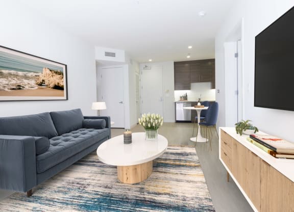 Living Room With TV at Seventh West Apartments, California, 90401