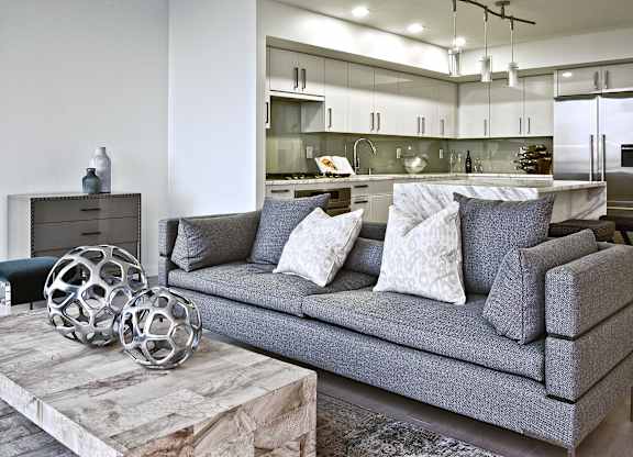a living room with a couch and a coffee table