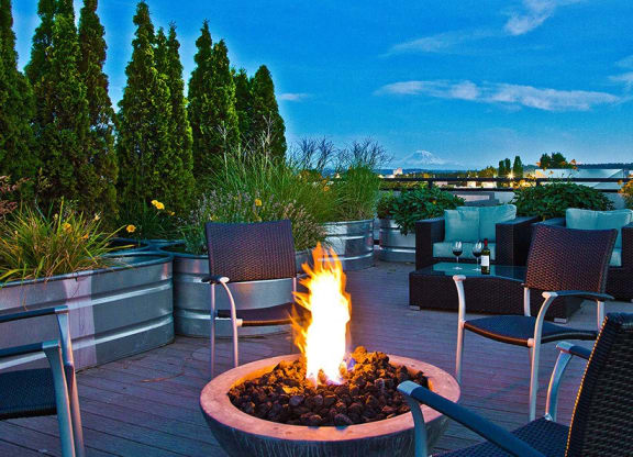 Outdoor Living Area Fire Pits at The Corydon, Seattle, Washington