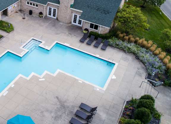 Aerial View of Pool at Hidden Lakes Apartments, Clarkston, MI
