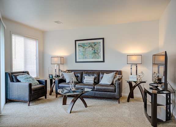 Living Room with couch at Heather Ridge Apartments, Westland, MI, 48185