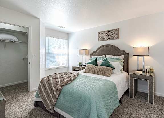Bright Bedroom at Hidden Lakes Apartments, Michigan
