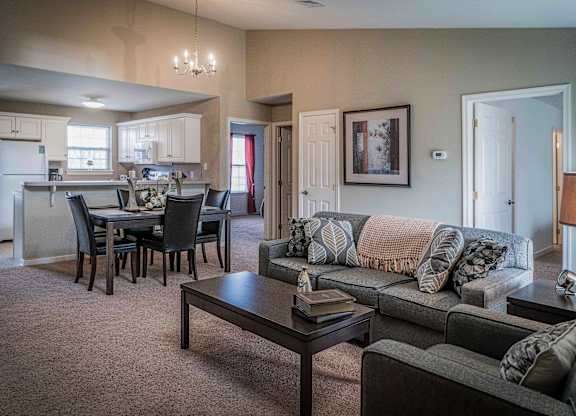 Living Room With Kitchen at Highlands at Warwick Apartments, Lilitz