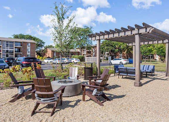 Patio with firepit at fifty9 Grove Apartments, Illinois, 60563