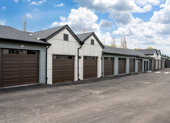 a row of garages in a row