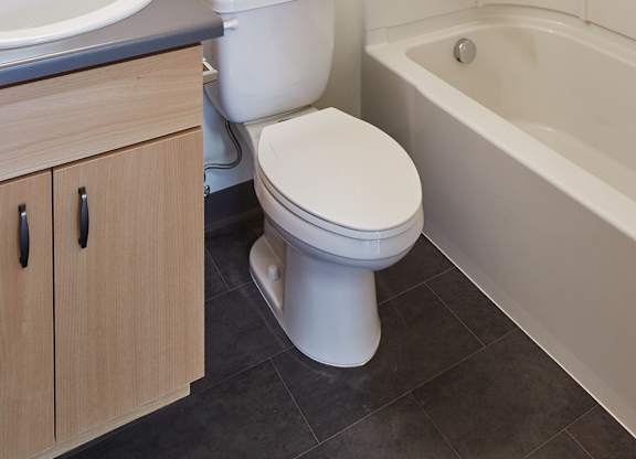A white toilet sits next to a sink in a bathroom.