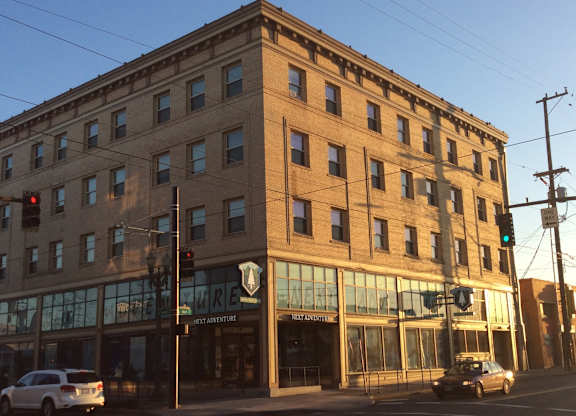 A large building with a sign that says "Adventure" on it.