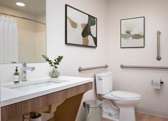 a bathroom with a toilet and a sink and a mirror