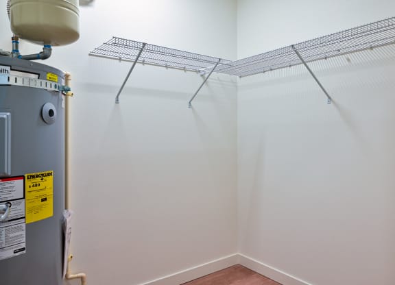 a walk in closet in a 555 waverly unit