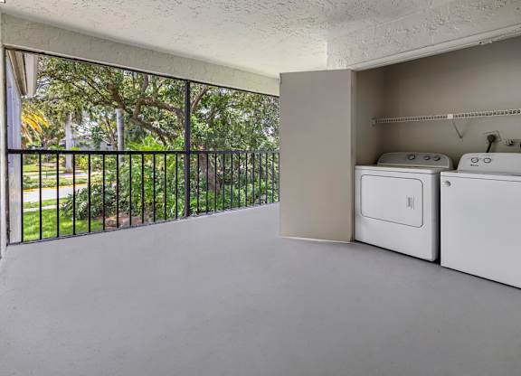 A photo of an outdoor laundry area.