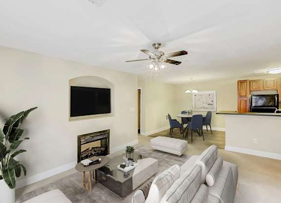 Living And Kitchen View at Brandemere Apartment Homes, Winston Salem, North Carolina
