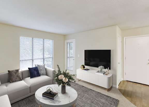 Living Area With TV at Brandemere Apartment Homes, Winston Salem, 27106