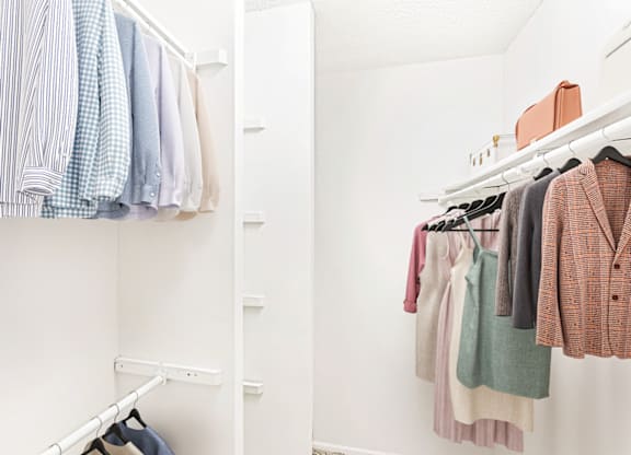 Walk-In Closets With Built-In Shelving at Bridges at Mallard Creek Apartment Homes, Charlotte, NC, 28269