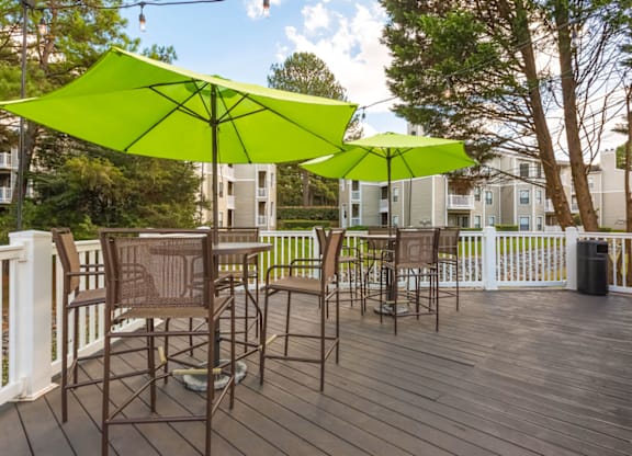 Outdoor Patio at Bridges at Mallard Creek Apartment Homes, North Carolina, 28269