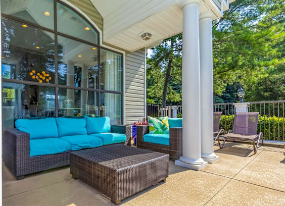 Shaded Lounge at Bridges at Mallard Creek Apartment Homes, Charlotte, NC