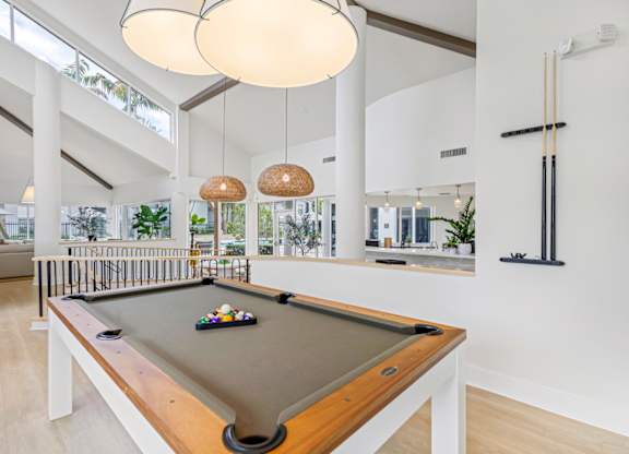 A pool table in the resident clubhouse
