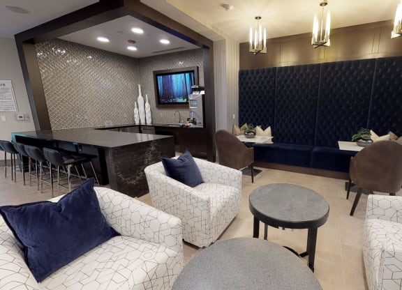 Clubhouse sitting area facing kitchen
