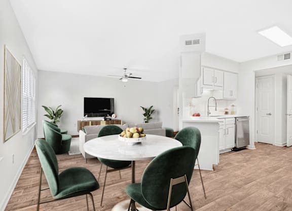 a living and dining area at Caveness Farms Apartments, North Carolina, 27587