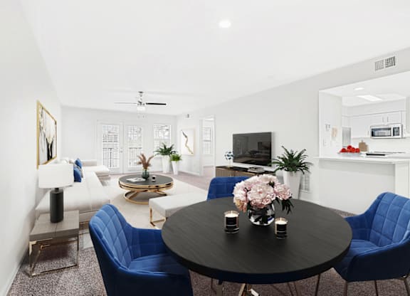 Dining And Living Area at Caveness Farms Apartments, North Carolina 