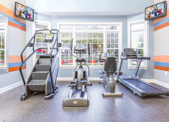 the gym at the enclave at woodbridge apartments in sugar land, tx