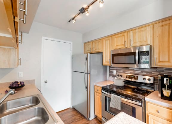 Sleek Stainless Steel Appliances at Central on the Green Apartment Homes, Raleigh, North Carolina
