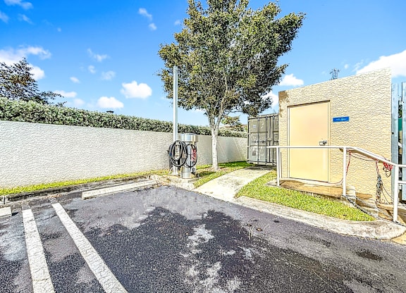 parking lot with air pump